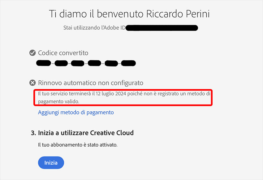 riscattare Codice di Conversione Adobe Creative Cloud 12 mesi